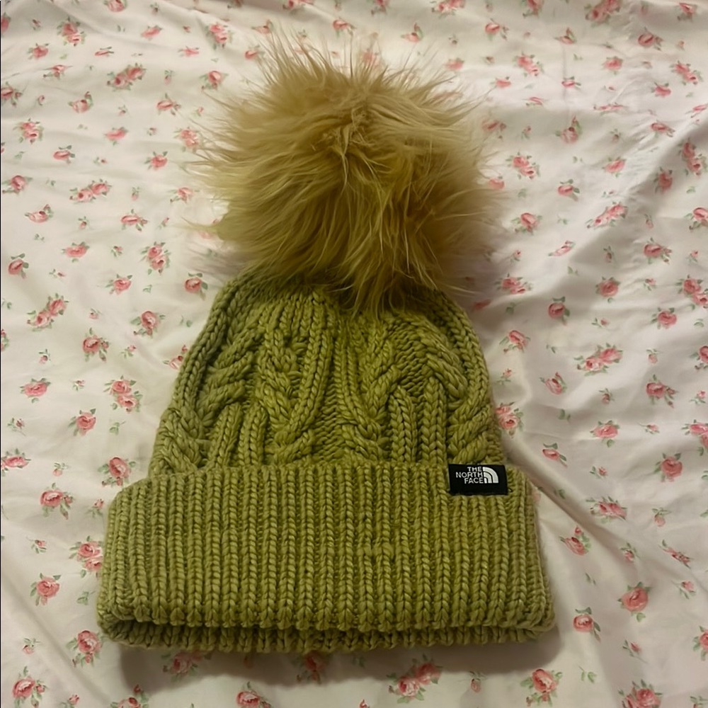 The North Face Green Knit Pom-Pom Beanie